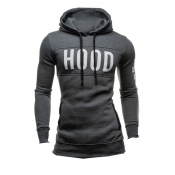 Lovely Casual Hooded Collar Letters Printed Deep G