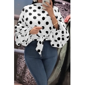 Lovely Trendy Dots Printed White Blouses