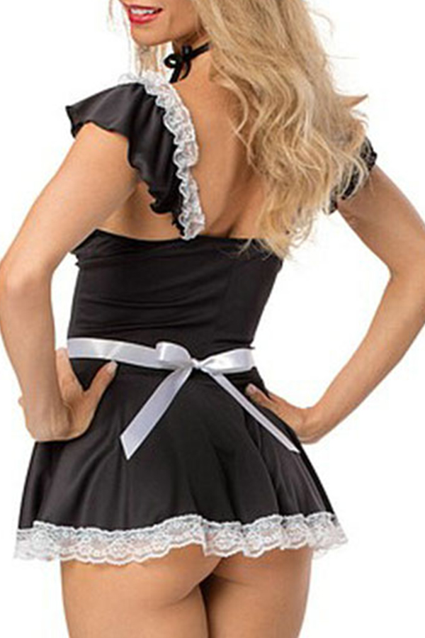 Lovely Sexy Naughty Housemaid Black Cosplay Costumes Sexy Costumes