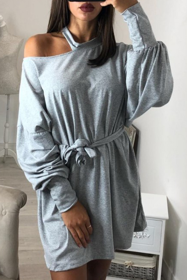 

Lovely Casual Hollowed-out Long Grey Sweats