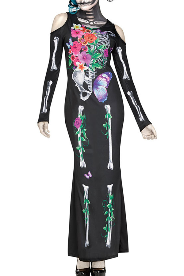 

Lovely Euramerican Skull Printed Multicolor Cosplay Costumes
