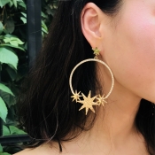 Lovely Fashion Stars Shape Gold Metal Earring