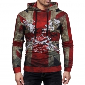 Lovely Casual Hooded Collar Printed Red Hoodies