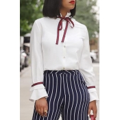 Lovely Casual Long Sleeves White Blouses