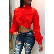 Lovely Casual Long Sleeves Show Hilum Red Hoodies