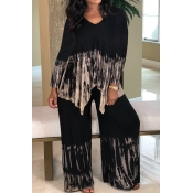 Lovely Casual Long Sleeves Loose Black Two-piece P