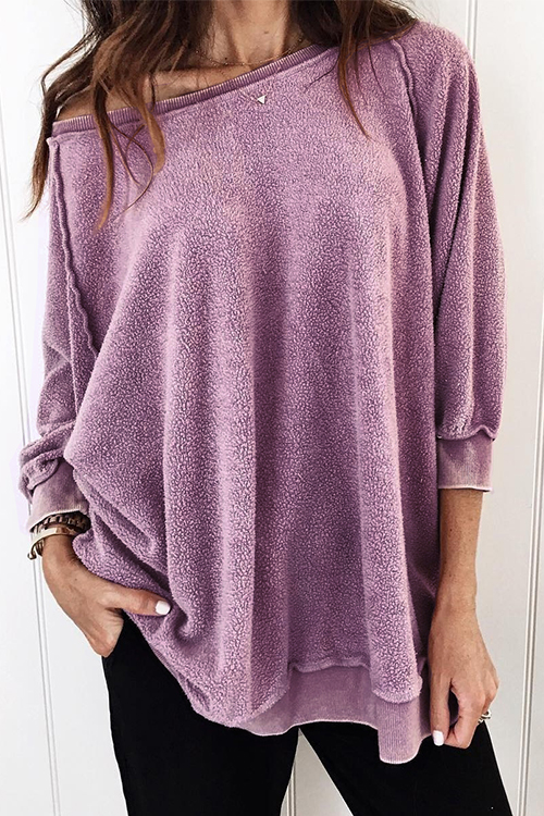 

Lovely Trendy Patchwork Purple Blouses