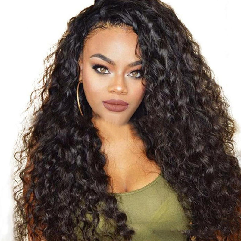 

Lovely Euramerican Long Curly Synthetic Black Wigs