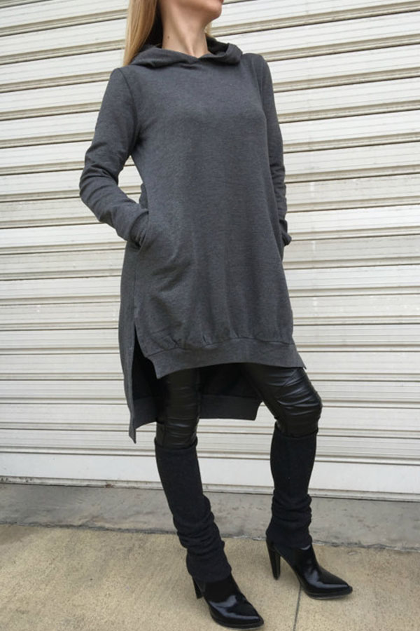 

Lovely Casual Hooded Collar Grey Cotton Hoodies