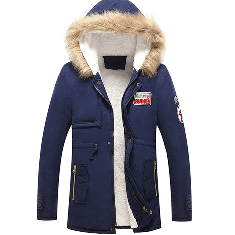 Lovely Euramerican Hooded Collar Navy Blue Cottonpadded Clothes