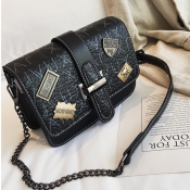 Lovely Retro Buckles Design Black Patent Leather M