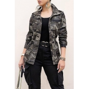 Lovely Euramerican Long Sleeves Camouflage Printed