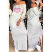 Lovely Euramerican Dew Shoulder Printed Grey Ankle