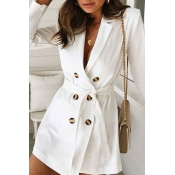 Lovely Work Long Sleeves Buttons Decorative White 