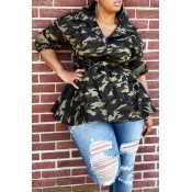 Lovely Trendy Camouflage Printed Army Green Jacket