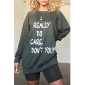 Lovely Casual Letters Printed Grey Blending Mini D