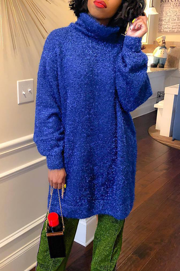 Lovely Fashion Loose Version Blue Blending Sweaters