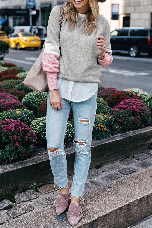

Lovely Casual Long Sleeves Grey Sweaters