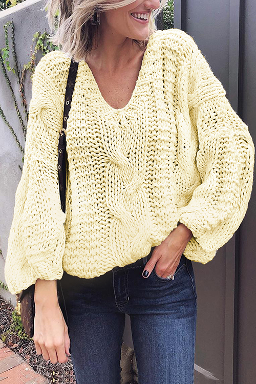 

Lovely Fashion Long Sleeves Hollow-out Ke-Bai Mi Sweaters