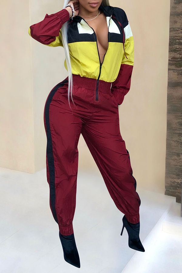 

Lovely Casual Patchwork Yellow One-piece Jumpsuit