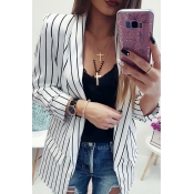 Lovely Work Striped Patchwork White Blazer