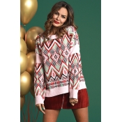 Lovely Vintage Geometric Pattern Pink Blending Swe