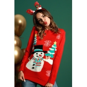 Lovely Fashion Long Sleeves Snowman Pattern Red Co