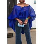 Lovely Sweet Lantern Sleeves See-Through Royalblue