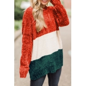 Lovely Fashionable Long Sleeve Multicolor Splicing
