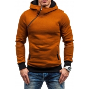 Lovely Casual Inclined Zipper Light Tan Hoodies