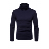 Lovely Casual Long Sleeves Navy Blue Cotton T-shir