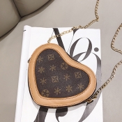 Lovely Vintage Heart Shaped Khaki PU Messenger Bag