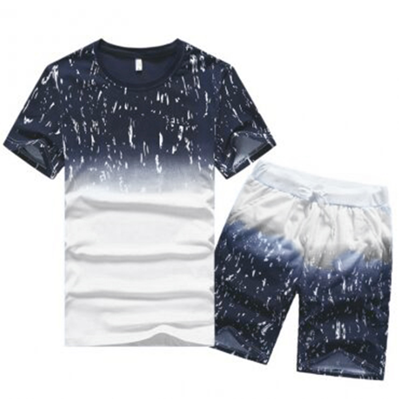 Lovely Casual Printed Deep Blue Two-piece Shorts Set