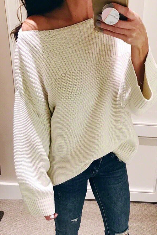

Lovely Casual Long Sleeves White Sweaters