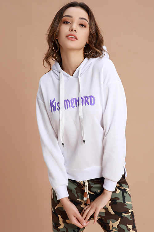 

Lovely Trendy Hooded Collar White Blending Hoodies