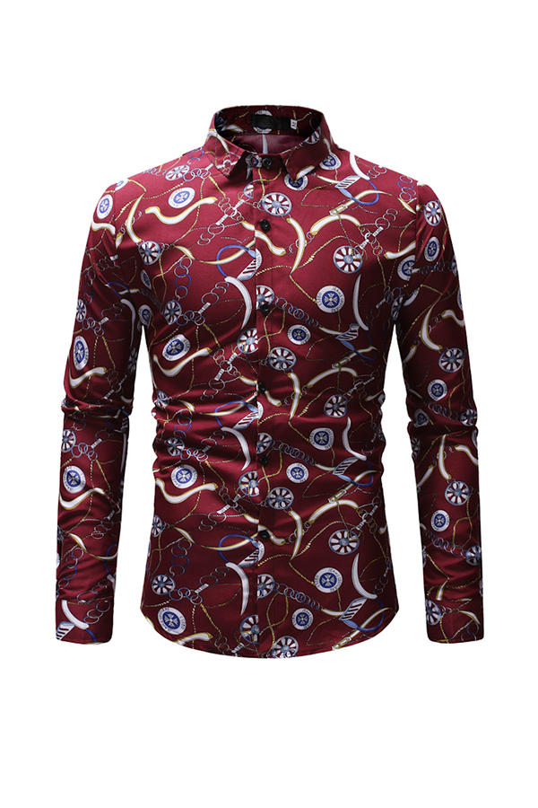 

Lovely Casual Printed Red Cotton Blends Shirt
