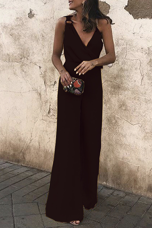 

Lovely Trendy Loose Black One-piece Jumpsuit