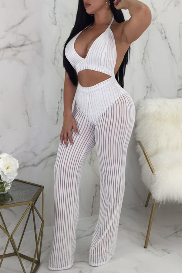 

Lovely Trendy Backless White One-piece Jumpsuit