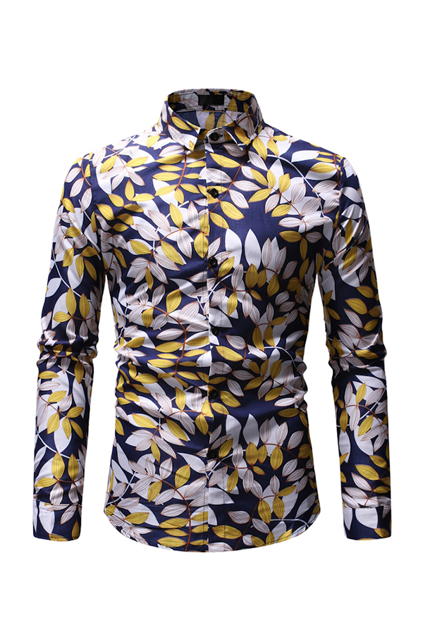 

Lovely Casual Printed Gold Cotton Shirt