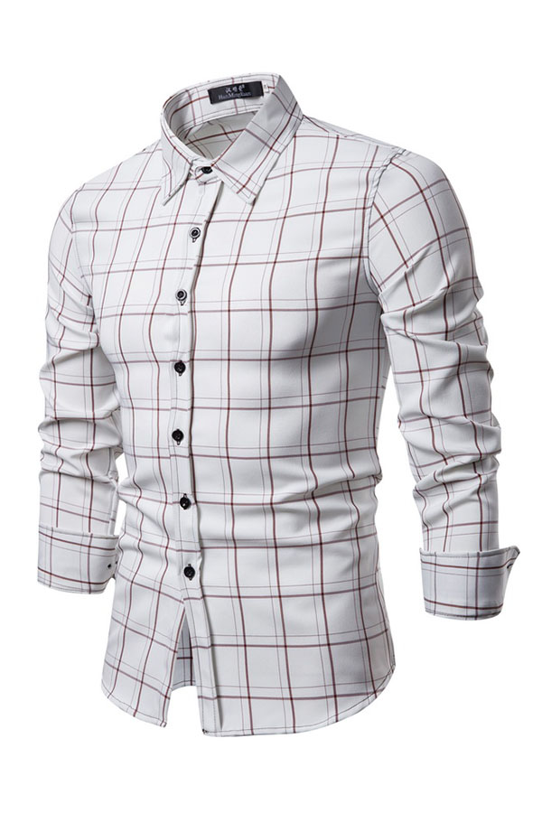 

Lovely Casual Grids Printed White Cotton Shirts