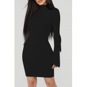 Lovely Casual Lace-up Black Mini Dress