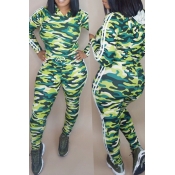 Lovely Casual Printed Green Blending Two-piece Pan