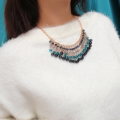 Lovely Bohemian Tassel Design Crystal Necklace