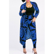 Lovely Casual Printed Blue Blending Two-piece Pant