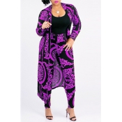 Lovely Casual Printed Purple Blending Two-piece Pa