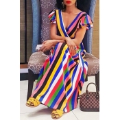 Lovely Sweet Striped Multicolor Twilled Satin Ankl