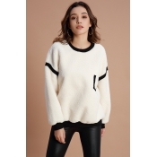 Lovely Casual Patchwork Beige Hoodies