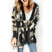 Lovely Casual Camouflage Grey Cardigan Sweaters