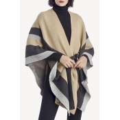 Lovely Casual Lace-up Khaki Cardigan Sweaters