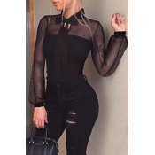 Lovely Sexy See-through Black Bodysuit